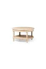 Maven Lane Open Box Pullman Traditional Round Wooden Coffee Table in Antiqued Wh