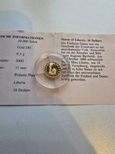 LIBERIA - 10 Dollars 2000 **** STATUE OF LIBERTY **** Gold mit Zertifikat