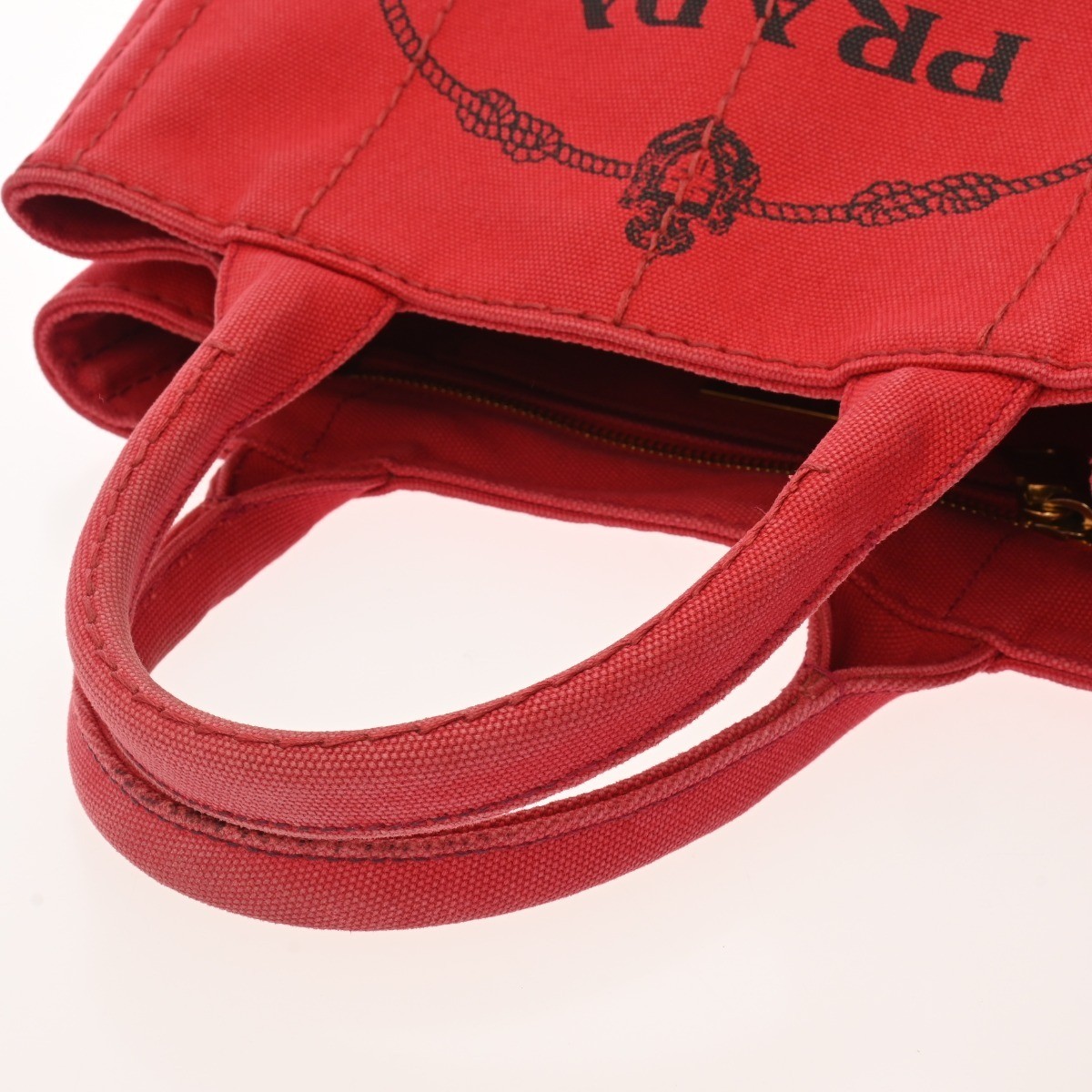 PRADA CANAPA Mini Red 1BG439 Ladies Canvas Handbag B Rank Used  from japan thumbnail 3