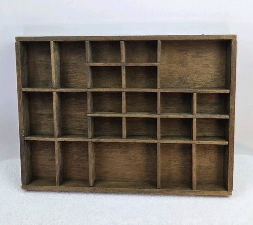 Vtg Miniatures Display Shadowbox Wall Shelf Wood Trinket Case Curio Tray 12x17