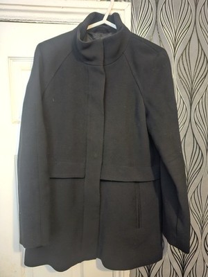 Mango Basics Ladies Black Zip Up Coat Jacket Overcoat Size Uk Extra Small XS