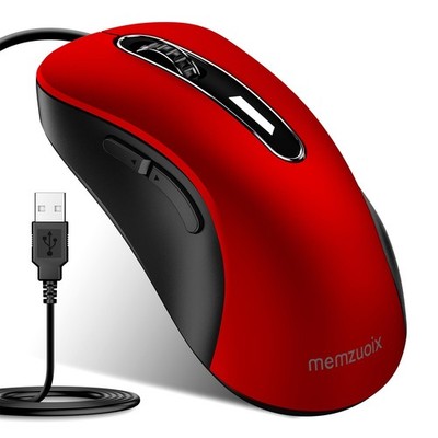 Wired Mouse, USB Computer Mouse 1400 DPI Mobile Optical Mouse Ergonomic Desig...