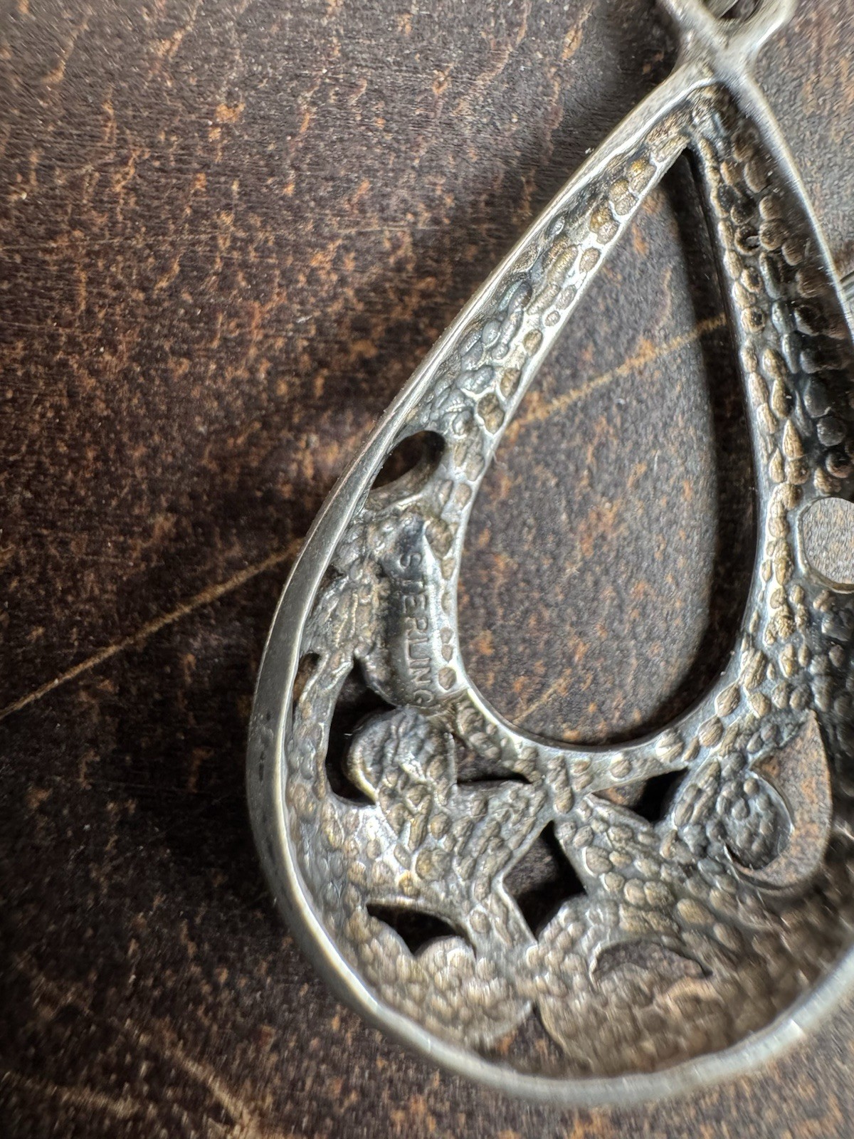 Sterling Silver 925 Open Scroll Work Filigree Dan… - image 4