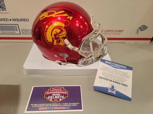 Sam Darnold Signed  Chrome Speed Mini Helmet Auto BECKETT Usc Trojans