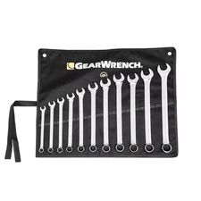 Long Pattern SAE 12-Point Combination Wrench Set with Tool Roll (11-Piece)