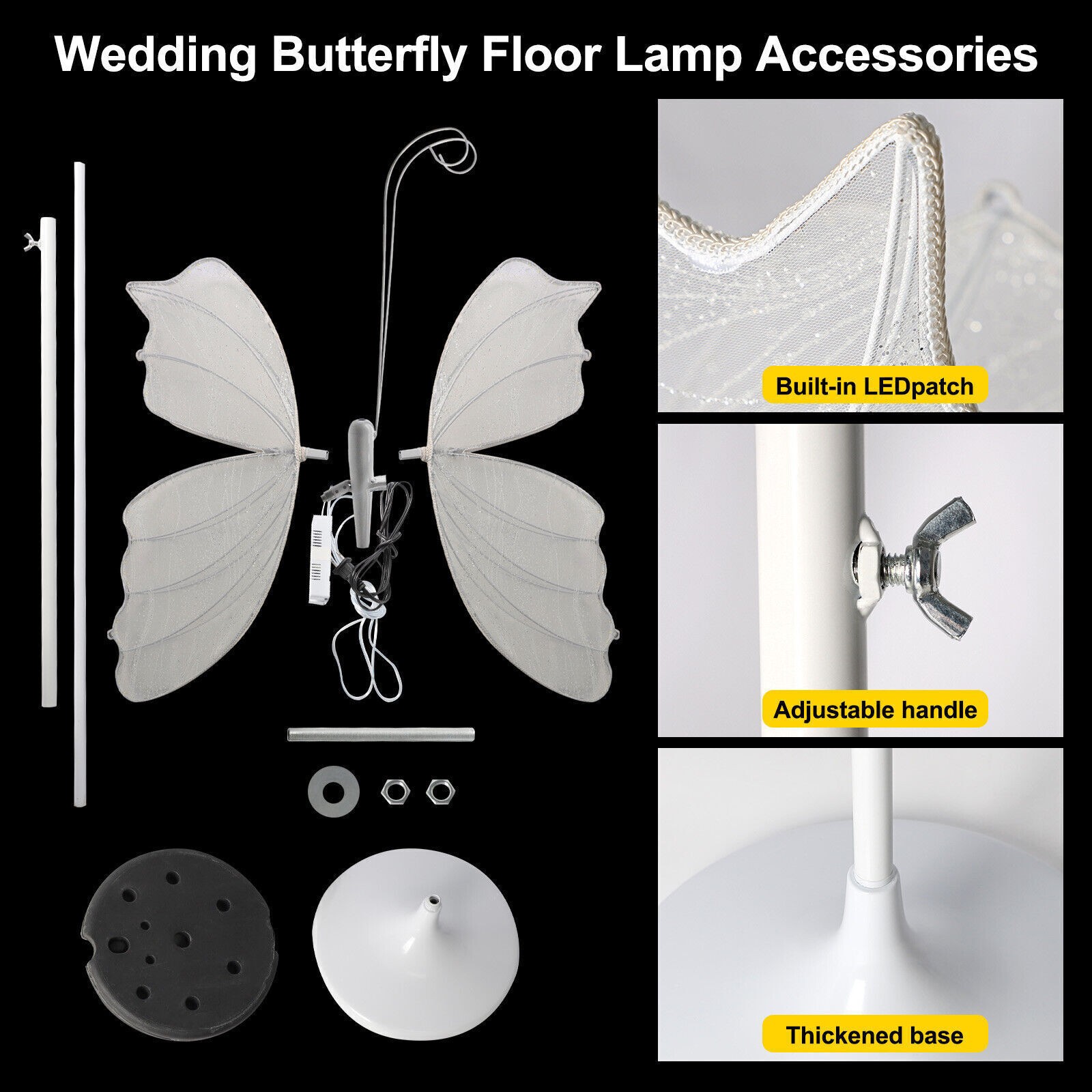 2PC White Butterfly Floor lamp Romantic Decoration Party Atmosphere Props