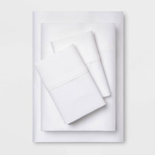 Threshold Tri-Ease Sheet QUEEN White Thread Count Lyocell Blend