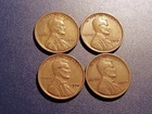 Lot of (4) XF & AU 1920-P Lincoln Cents