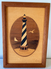 Hudson River Inlay Wood Art Marquetry Lighthouse Hatteras NC Nelson Signed