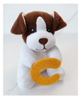 Peluche/Doudou Petit Chien Marron Blanc Lettre C Jaune Alphabet 13cm - Hachette