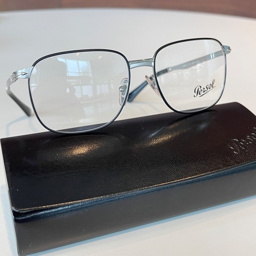 PERSOL PO 2462 V 1074 Silver Black Rectangle 55-16-145mm Eyeglasses Frames Italy - Picture 2 of 8