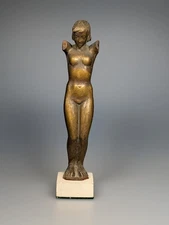 Antique 19th Century Carved Gilt Wood Figure on a Nude Lady