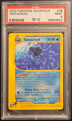⭐PSA 9 Tentacruel 38/147 ⭐Non-Holo Aquapolis Mint Card 2003