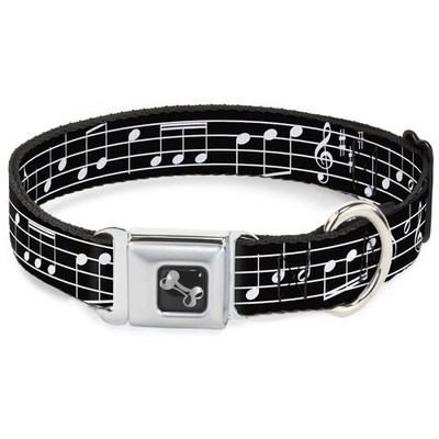 Dog Collar Bone Music Notes Black/White Small 9.5-13'' (US IMPORT)