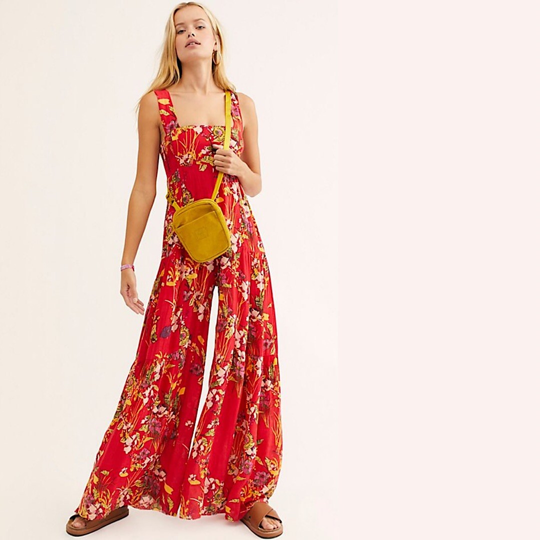 Free People ONE Aloha One Piece Wide Leg Floral Jumpsuit