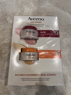 Aveeno Oat Face Mask Pumpkin and Pomegranate Seed Extract 2 Pk 1.7oz Each NIP 