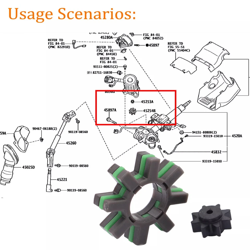Juego de 10 amortiguadores de eje de motor de dirección asistida eléctrica 45254-28040 para Toyota Lexus Foto 3 de 4