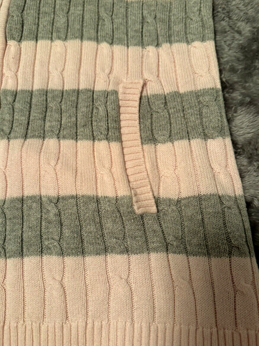 Tommy Hilfiger Pink & Gray Women’s Striped Zipper Sweater Size Medium Pockets - Picture 3 of 14
