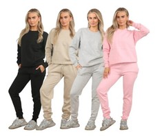 Womens Tracksuit Crewneck Set Sweatshirt Long Sleeve Jumper Trousers Bottoms