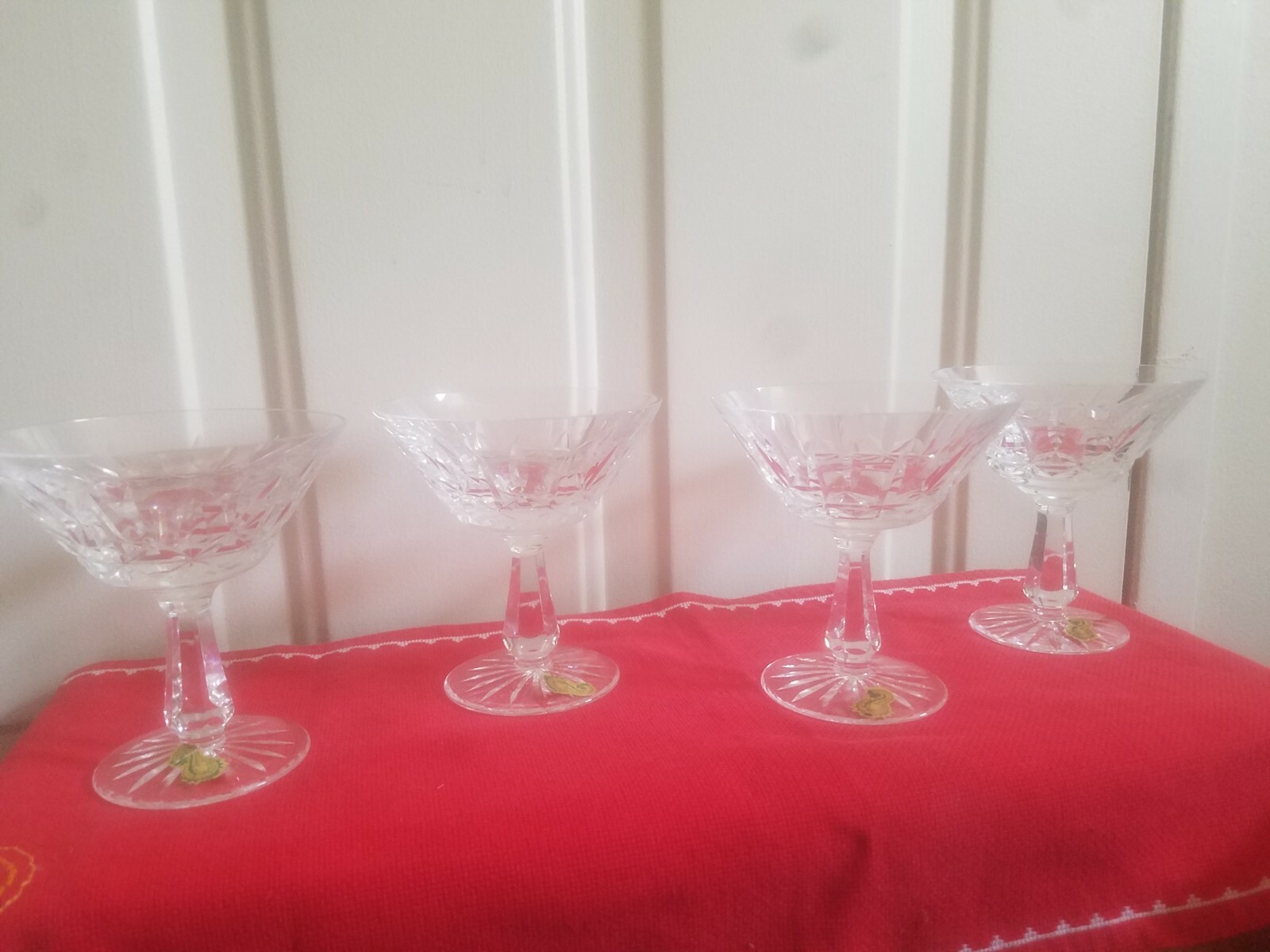 Four Vintage Waterford Rosslare Pattern Champagne/Sherbert Crystal glasses