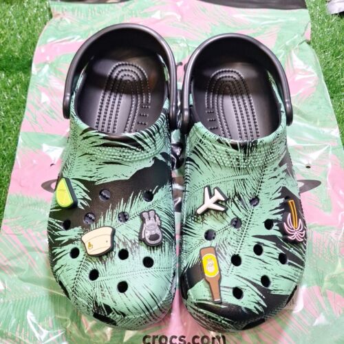 Crocs Classic Pool Party Spring Break Clog Tropical Leaves Rare M9, W11  - Picture 1 of 7