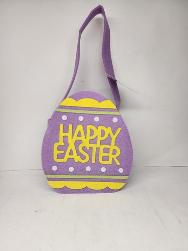 Easter Egg Felt Bag Miniature Basket Treat Gift Purple Happy Easter Purse Tote - 第 1/3 張圖片