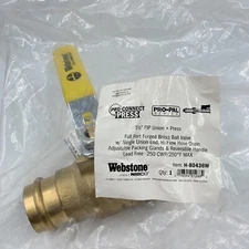 Webstone H-80436W Full Port Ball Valve 1-1/2" FIP Union x Press w/ Hose Drain