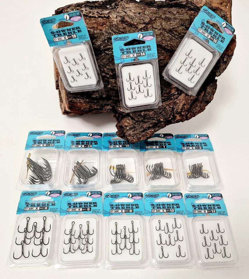 Owner ST36 Drillinge gunsmoke Gr.1 2 4 6 8 10 12 14 16 18 1/0 2/0 3/0 NEW OVP