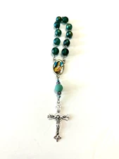 Catholic Rosary Decade Pocket Iridescent Teal St. Therese of Lisieux