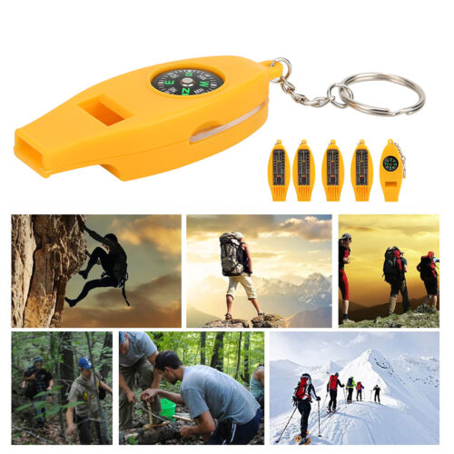 5PCS 4 In 1 Compass Thermometer Magnifier Whistle For Travel Camping Hiking(01 - Picture 1 of 12