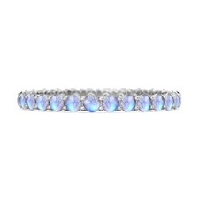 Full Eternity Round Moonstone 925 Sterling Silver Ring Valentine Gift For Her