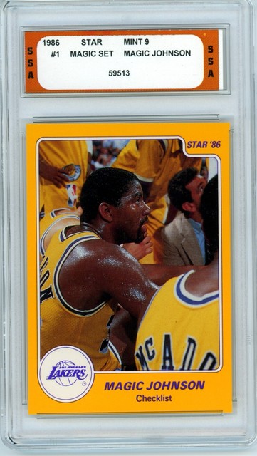 1986 Star Basketball #1 Magic Johnson Set SSA 9 Mint Los Angeles Lakers