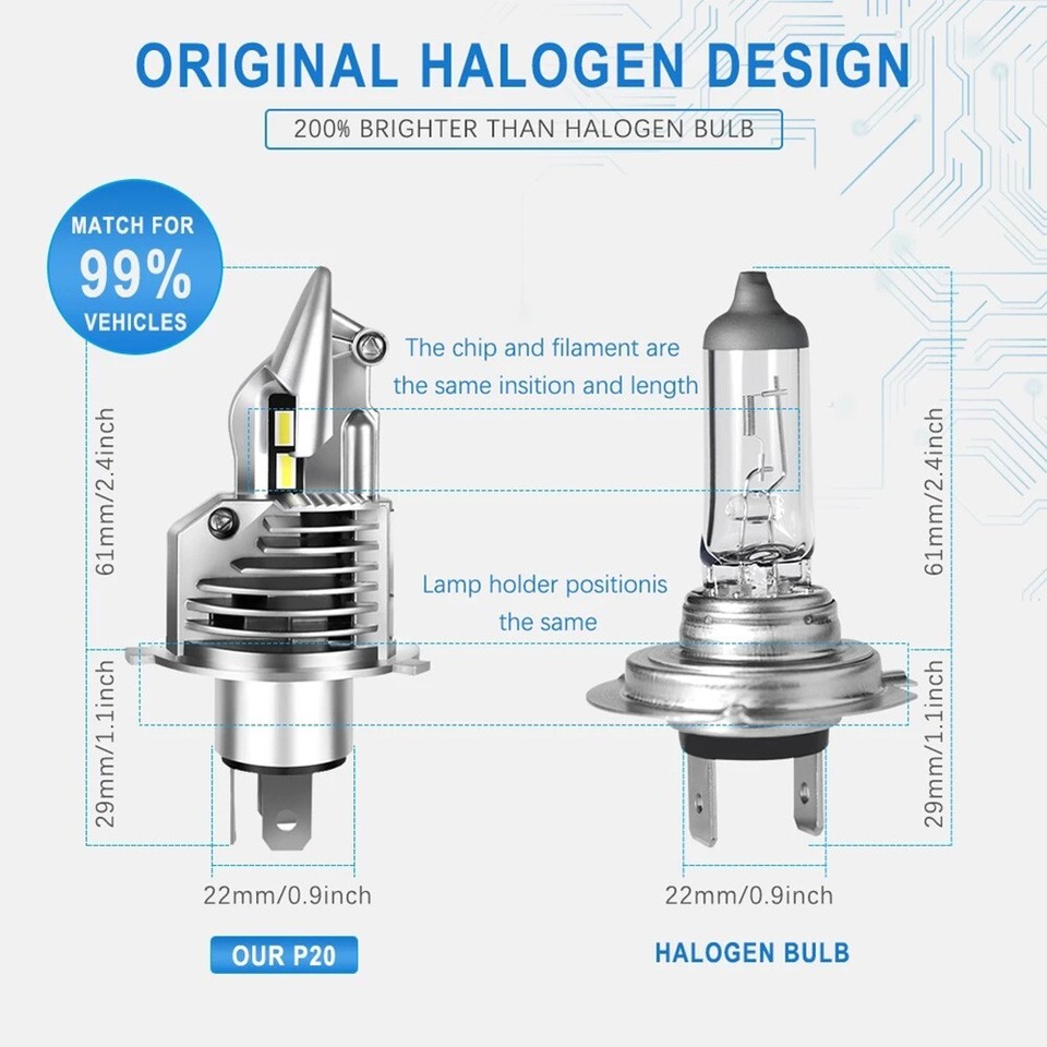 Instant H4 LED Motorcycle Car Headlight Bulb 6500K 100 Watts/Pair eBay