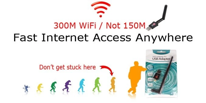 New W/Antenna 300n 300Mbps Mini Wireless USB Wifi Adapter Network 802.11n/g/b - Image 3 of 4