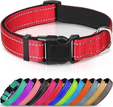 Joytale Reflective Dog Collar,Soft Neoprene Padded Breathable Nylon -Red Med
