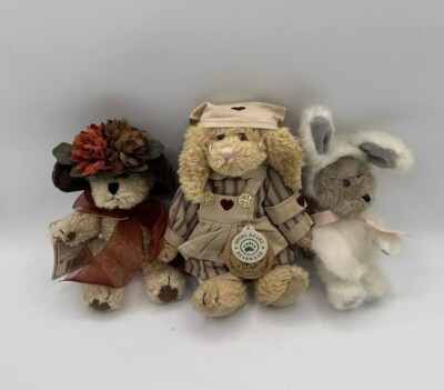 Boyds Bears Jointed Plush Lot of 3 Emily Rabbit Adeline Bearett Watson Bunny