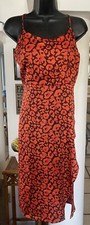Cupshe Sun Dress 6 Midi Spaghetti Strap Adjustable Leopard Maroon Side Slit Zip