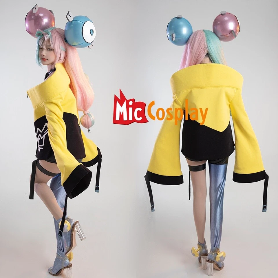 Damen Iono Cosplay Kostüm Neckholder bauchfreies Oberteil und Jacke mit Socken und Beinring - Bild 3 von 4