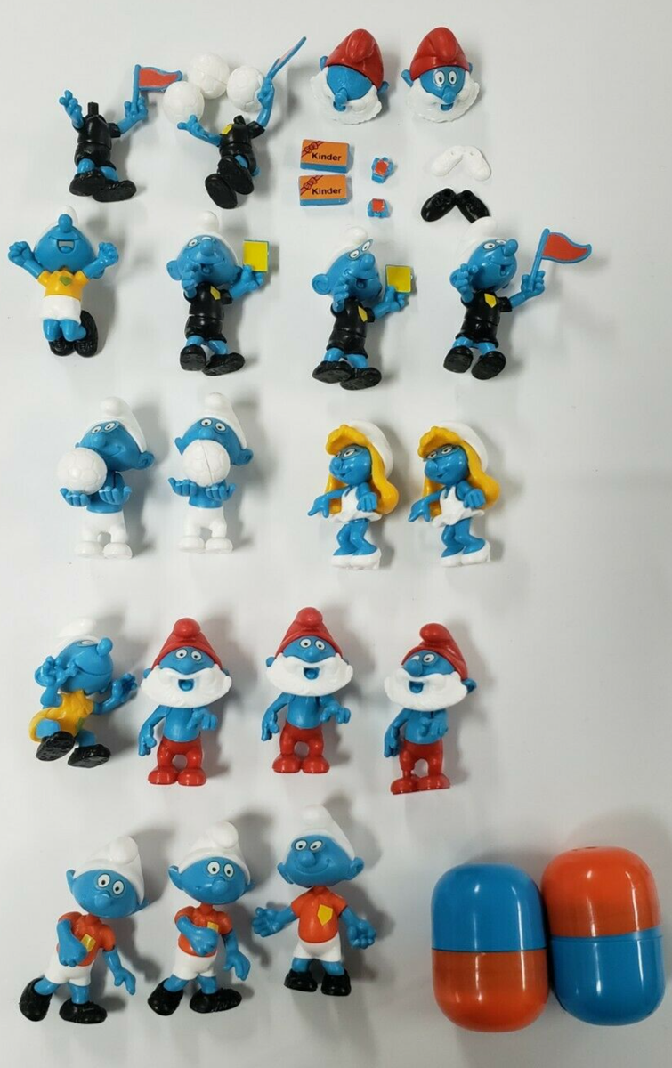 Vintage Kinder Surprise Smurfs Soccer Lot + 2 Unbuilt