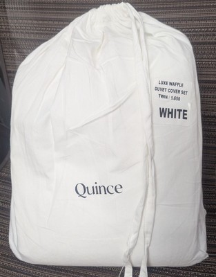 Quince 100% Organic Luxe Waffle Duvet Cover 2PC Set Color White Size Twin -NEW-