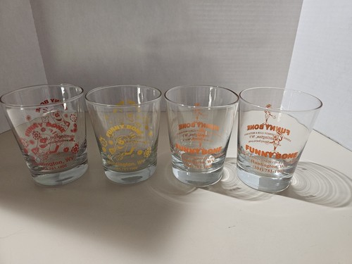 Lot 4 Funny Bone Huntington WV Glasses Red Yellow Orange