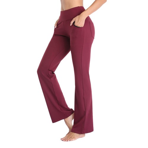 Women's Yoga Pants High Waist Flare Leggings Wide Straight Leg Sports Trousers - Picture 35 of 36