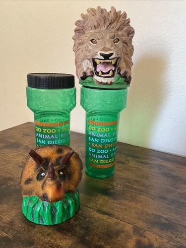 2 San Diego Zoo Tumblers Lion And Dinosaurs Heads / Dinosaurs Don’t Fit On Lid - 第 1/6 張圖片