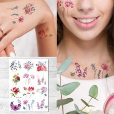 Supperb Temporary Tattoos - 12 Tity Watercolor Vintage floral Rose Flower Tattoo