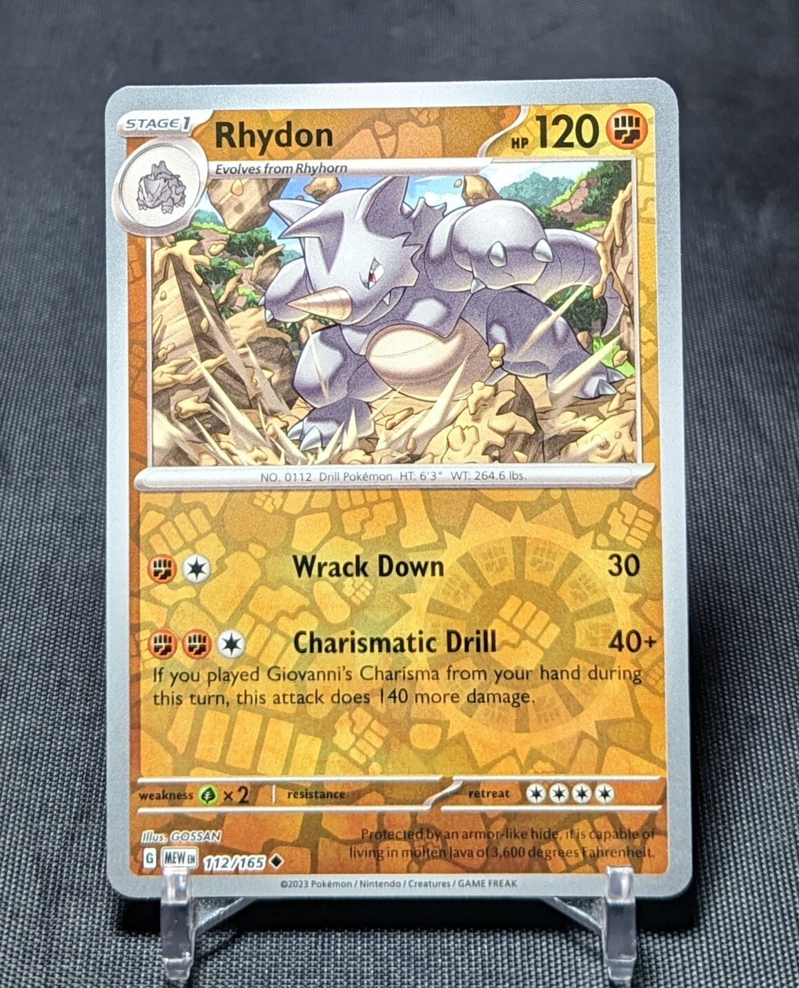 Rhydon Uncommon Reverse Holo Scarlet & Violet 151 Pokemon TCG Card 112/165