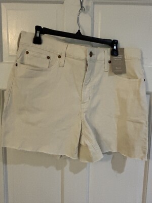 Madewell The Perfect Jean Shorts Womens Mid-Length Button-Fly Cream Denim  Sz 31