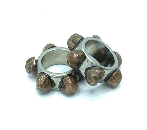 Brighton Art & Soul Row of Mini Hearts Copper Silver Thin Spacer Bead - Lot of 2