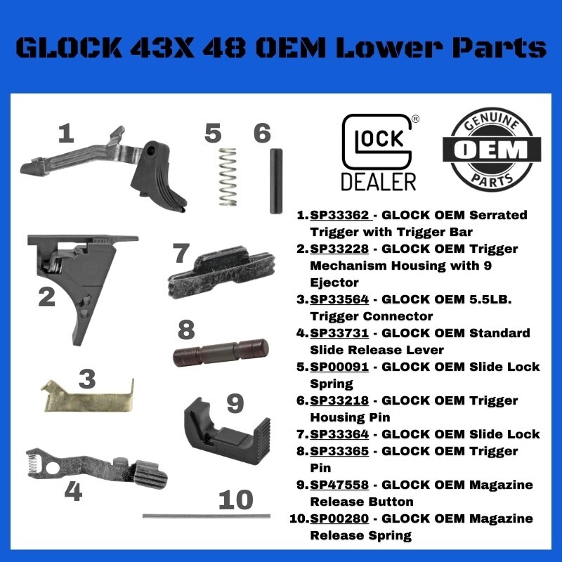 Glock 43X & 48 Complete Lower 9-MM LPK Kit OEM GENUINE FACTORY