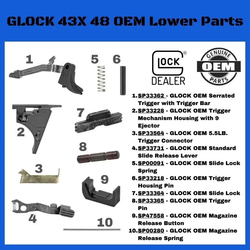 Glock 43X & 48 Complete Lower 9-MM LPK Kit OEM GENUINE FACTORY GLOCK BRAND PARTS