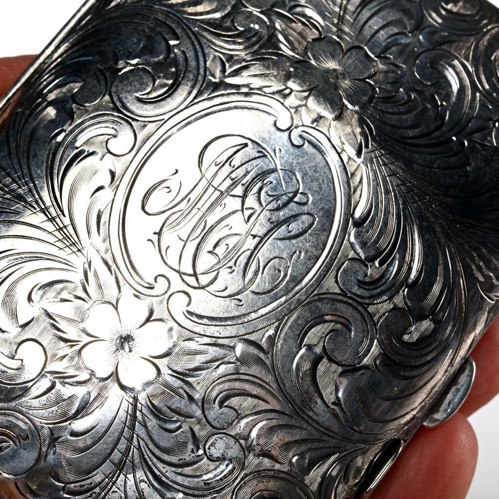 アンティーク雑貨 Sterling Silver and Glass Case Sterling Silver 1930's Ornate Czechoslovakian Cigarette Case